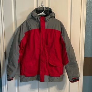 Land’s End kids, squall jacket, size XL. Like new. Gray with red accents.